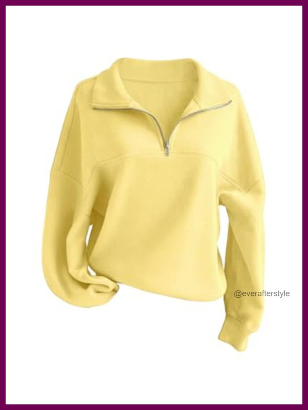 Women Quarter Zip Pullover Mock Neck Sweatshirt Drop Shoulder Casual